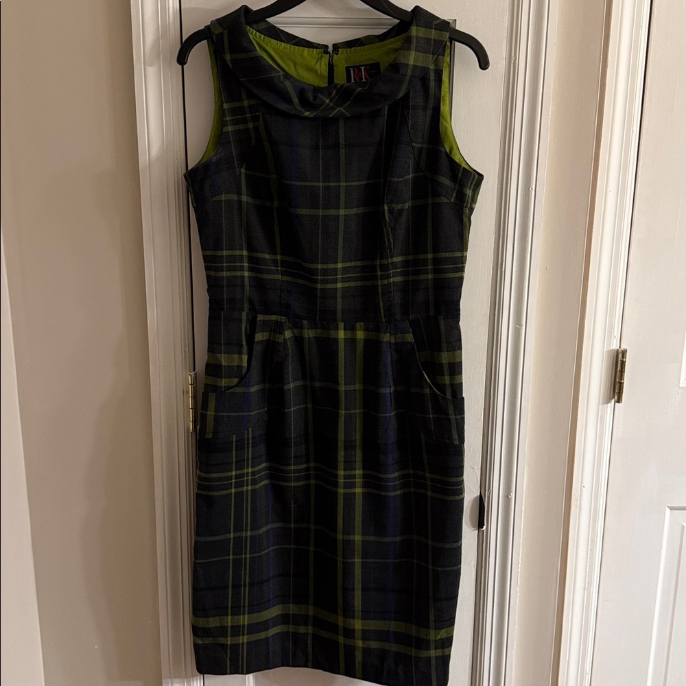 R&K Black and Green Plaid Dress